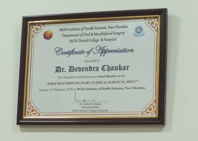 Dr Devendra Chaukar Certificate